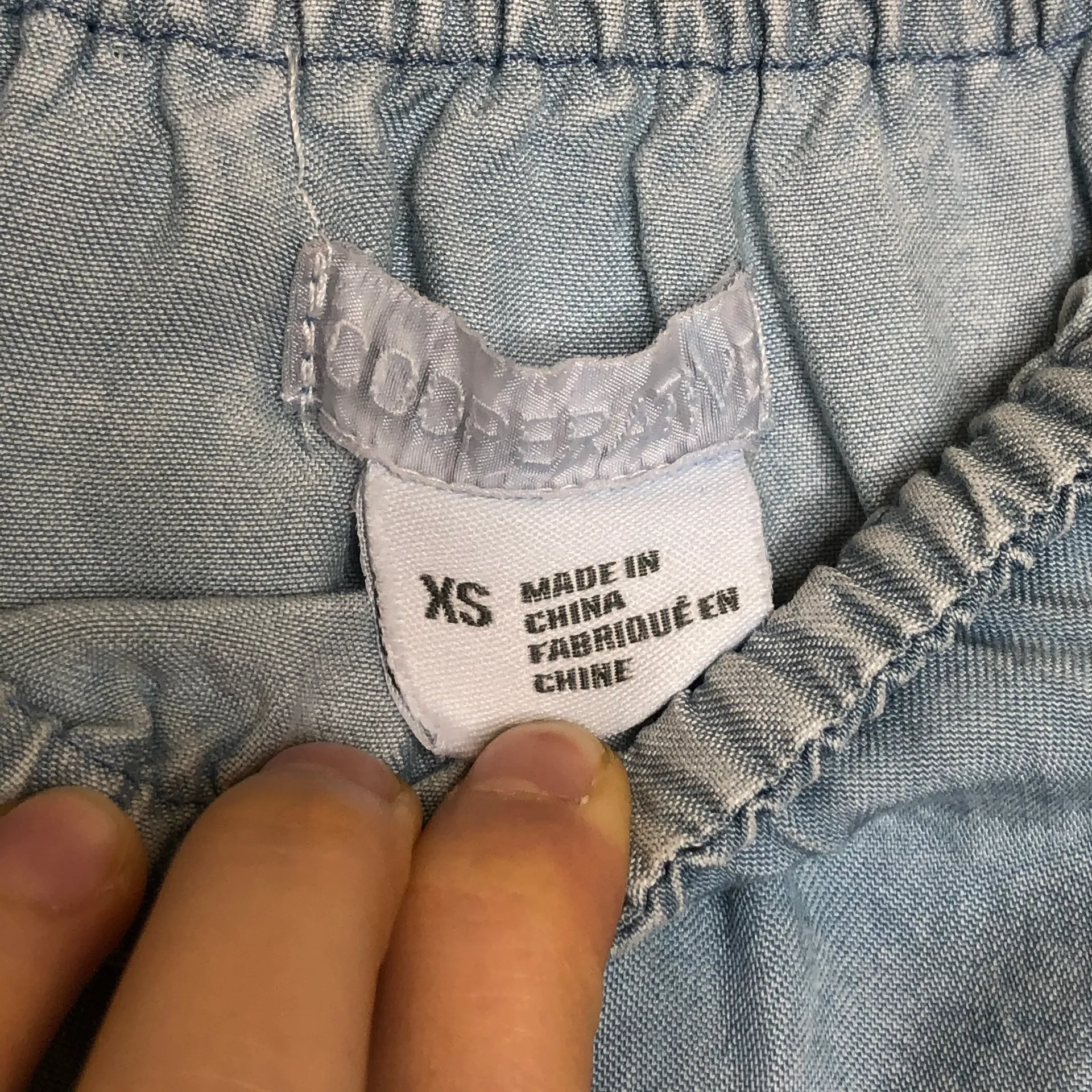 Cooperative Blue Chambray Off-the-Shoulder Mini Dress - Image 9