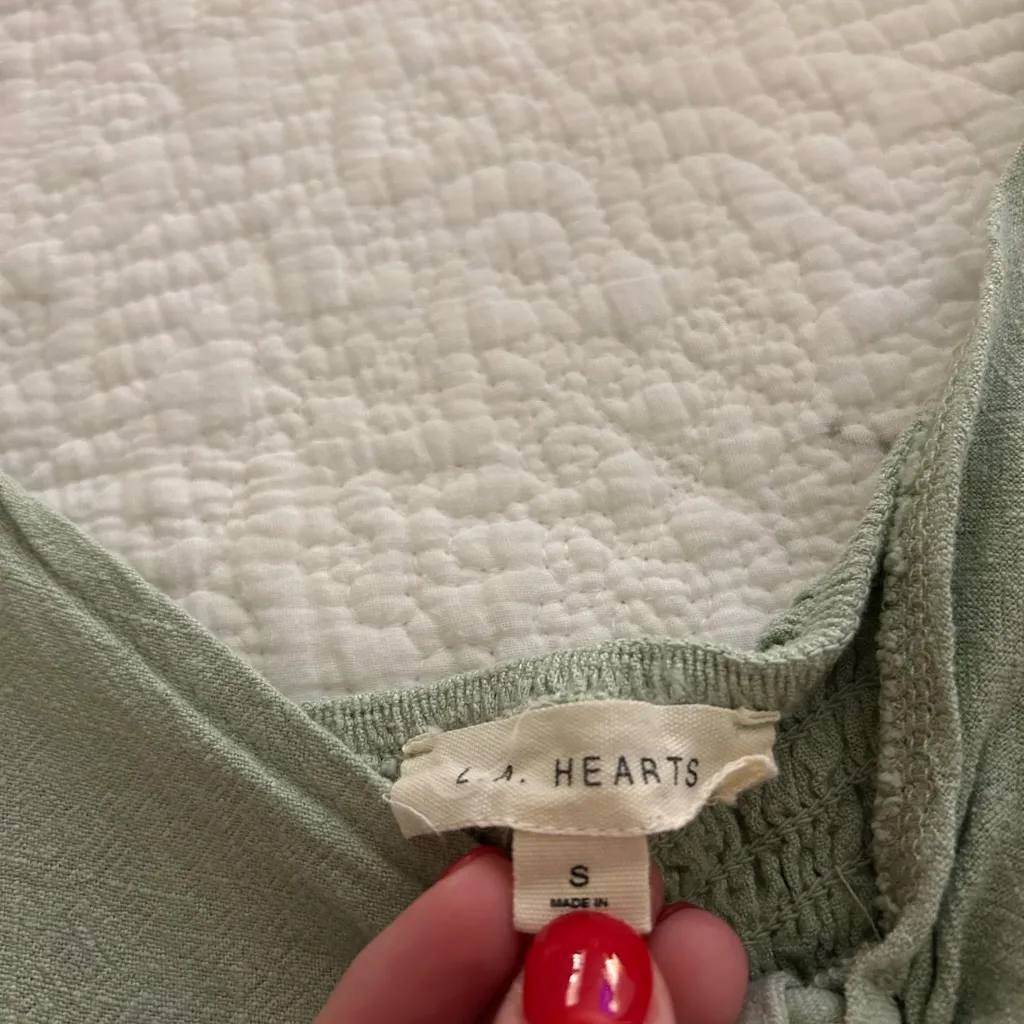 La Hearts Sage Green Ruffle Sleeve top - Image 2