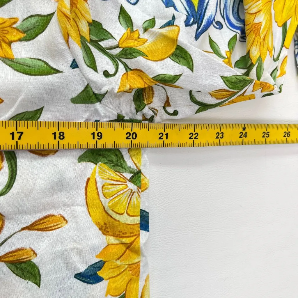 NWOT Farm Rio Sicily Scarf Linen-Blend Floral Button-Down Shirt Blouse Size XS - Image 12