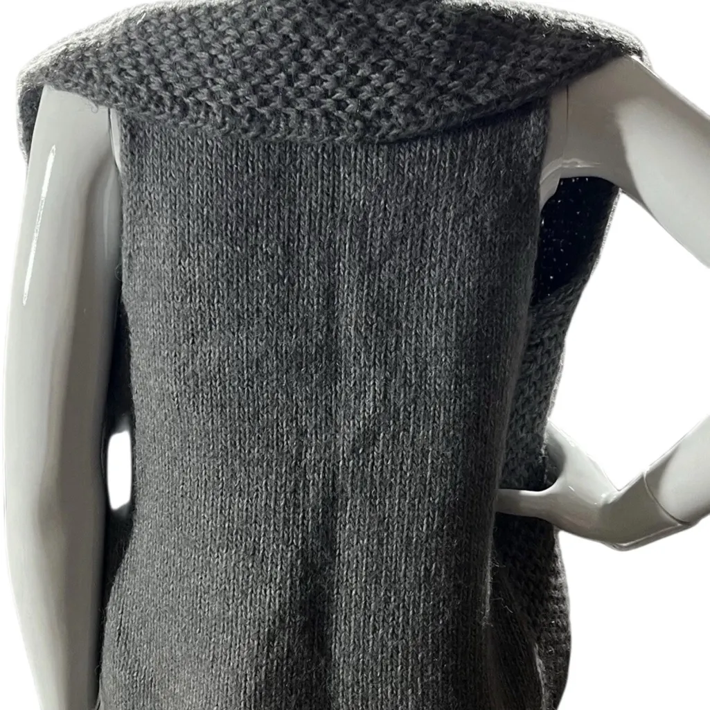 J Jill grey alpaca knit open front shawls collar collar fisherman sweater vest L Gray Size L - Image 2