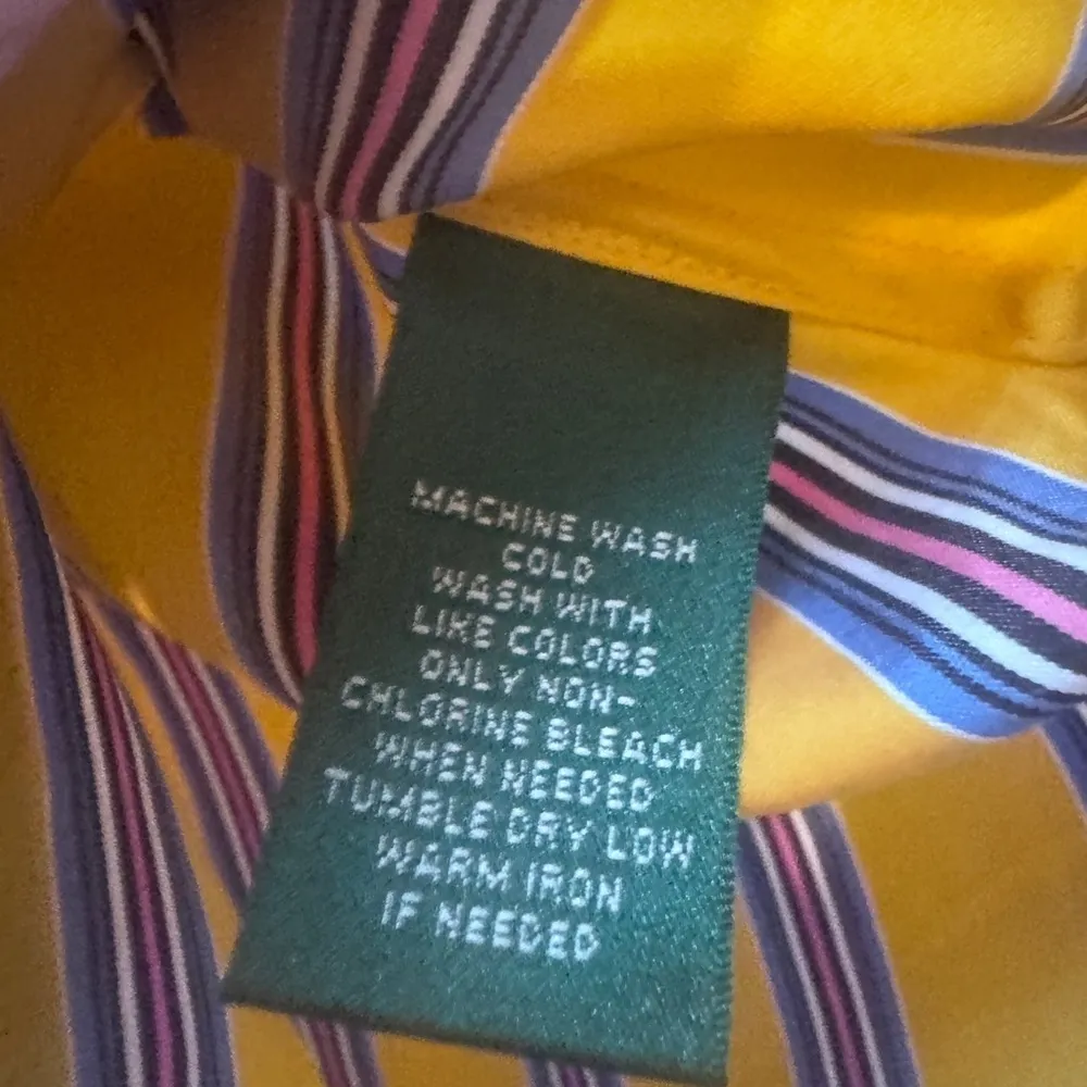 Lauren Ralph Lauren Exclusive Women's Bright Yellow Striped Button Up Petite M Size undefined - Image 4