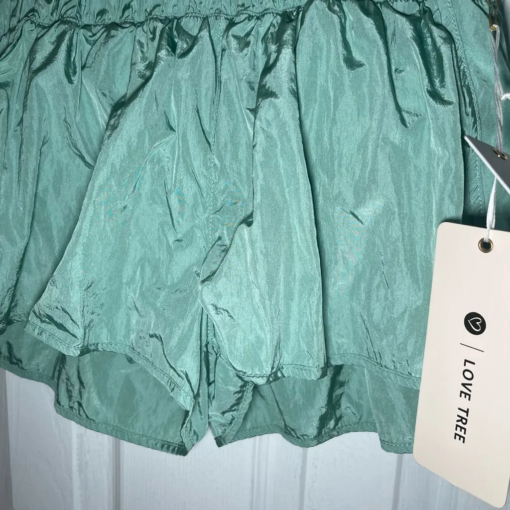 Love Tree Green Athletic Shorts High-Waisted Elastic - Image 5