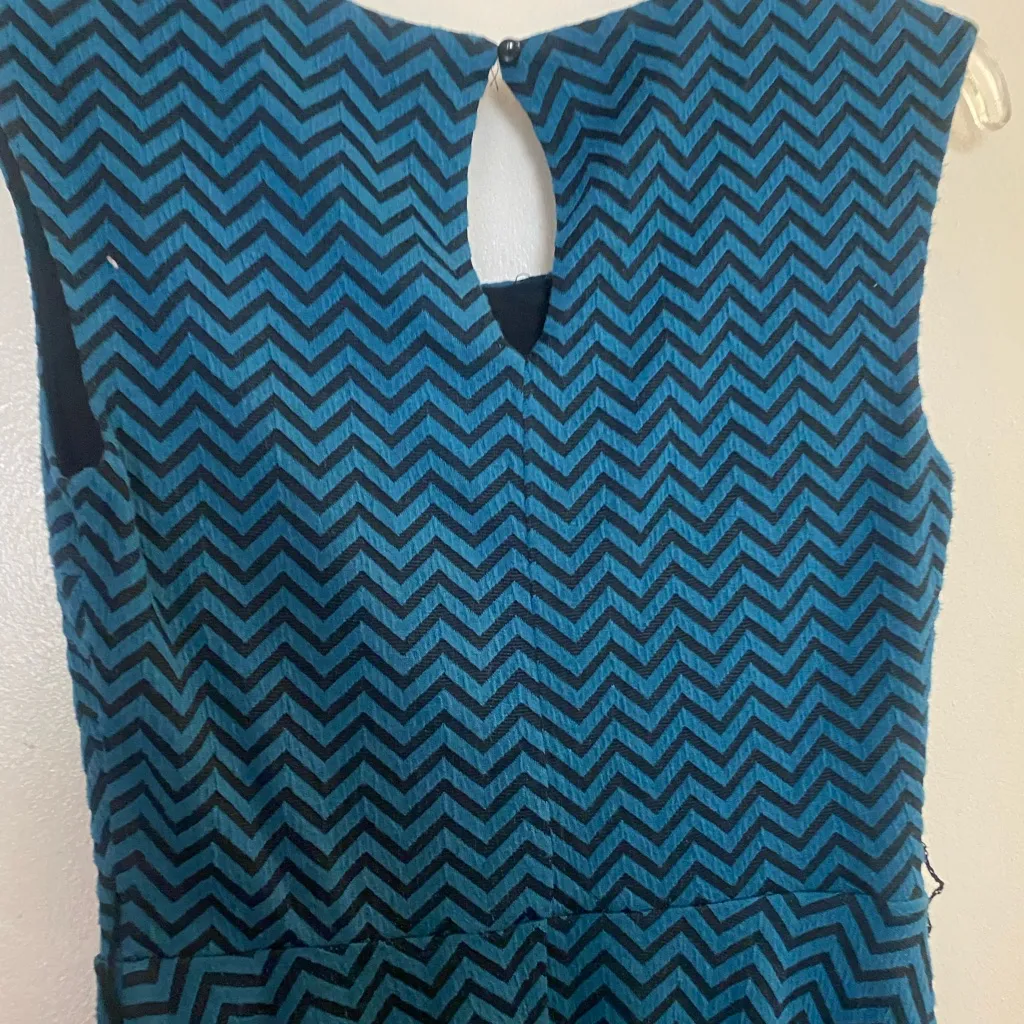 Candie’s Vintage Womens Juniors Mini Tank Dress M Teal Black V Stripe Pattern - Image 6