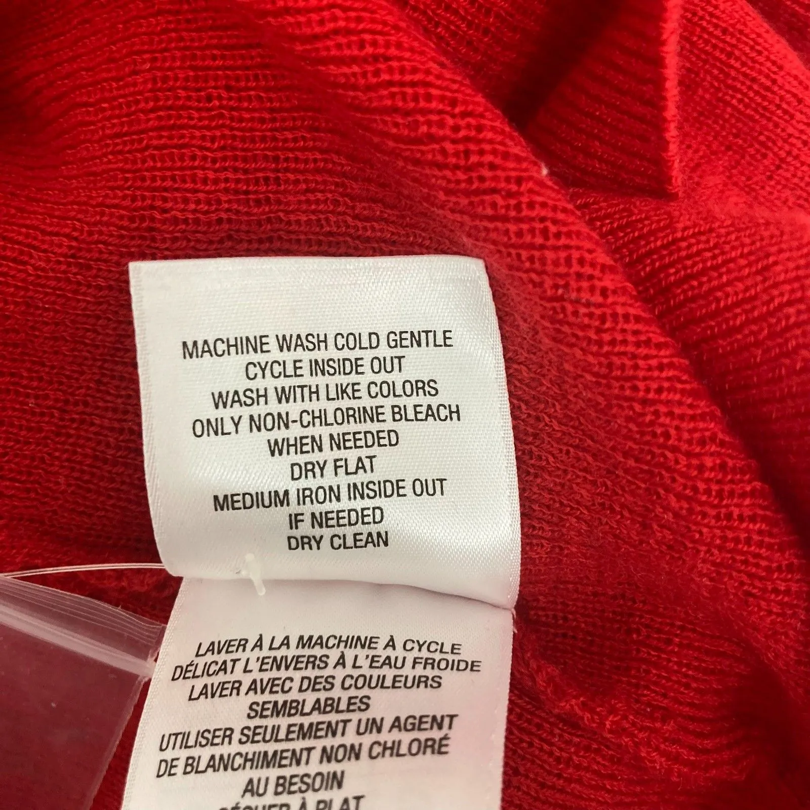 Red Merino Wool Henley Sweater M – Soft Rib Knit Button Front Winter Classic Size M - Image 16