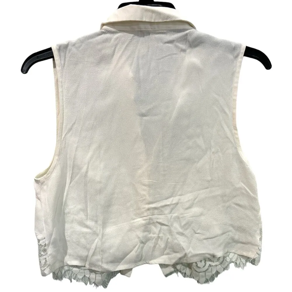 LUSH Women's Half Time Honey Beige  Lace Crop Top Sz - Image 3