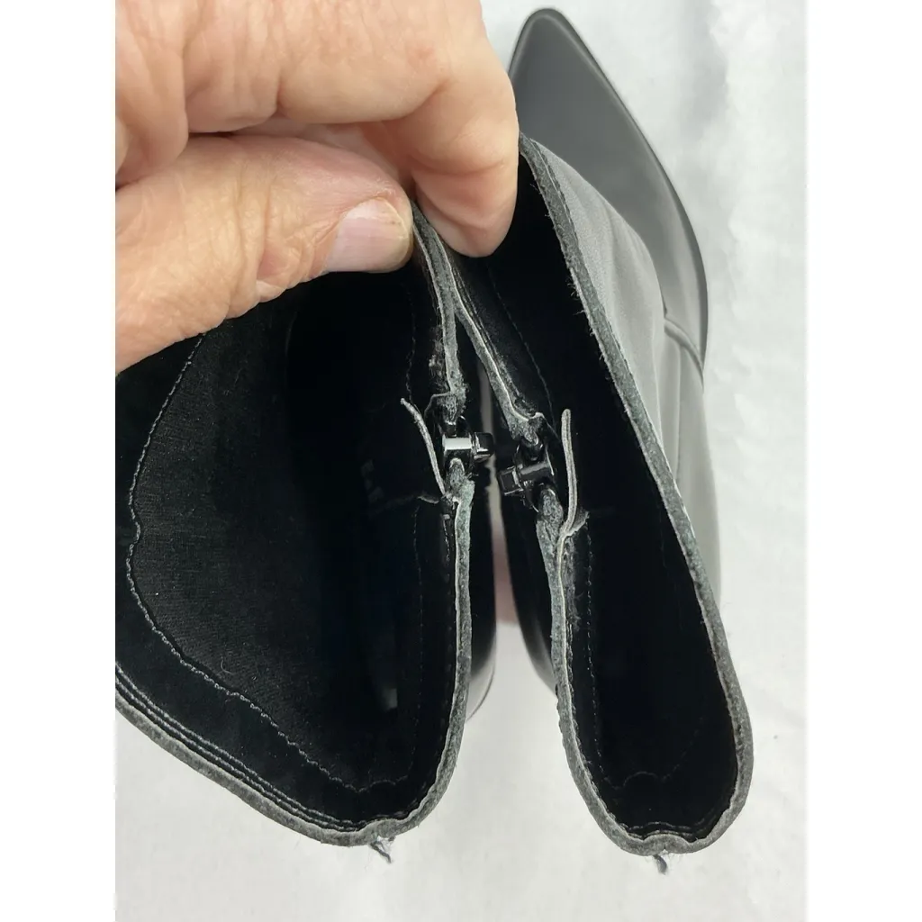 Womans Express Western Style Boots 7 Black Side Zip Pointed Toe Block Heel - Image 6