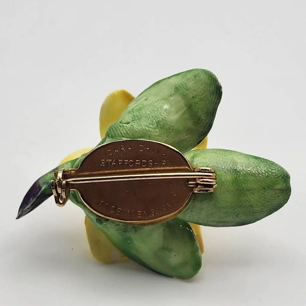 Vintage Cara China Staffordshire Yellow Flower Brooch - Image 4