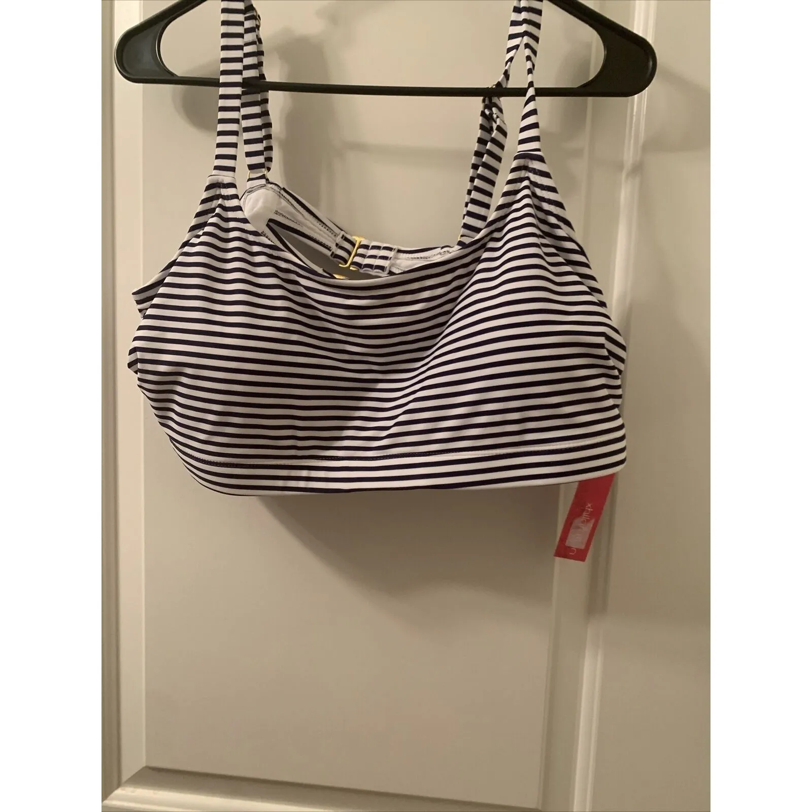 Xhiliration Women's Striped Swim Top Size 2X 20W-22W Blue White - Image 5
