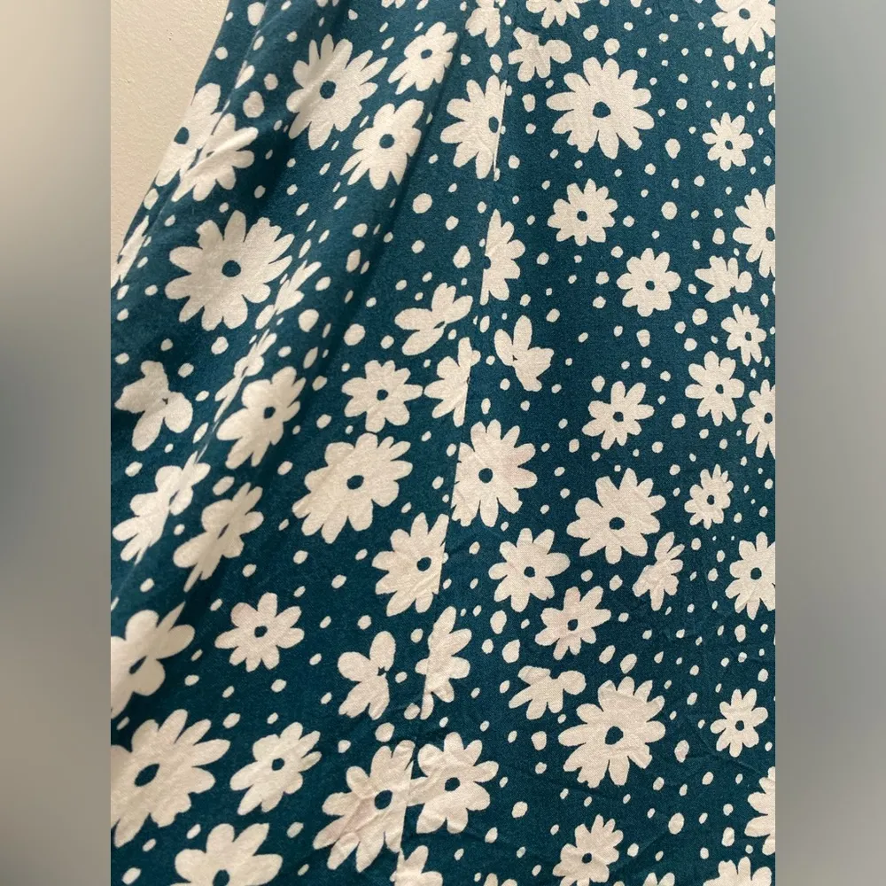Teal Green & White Ditsy Floral Print Sleeveless Mini Dress - S - Image 12