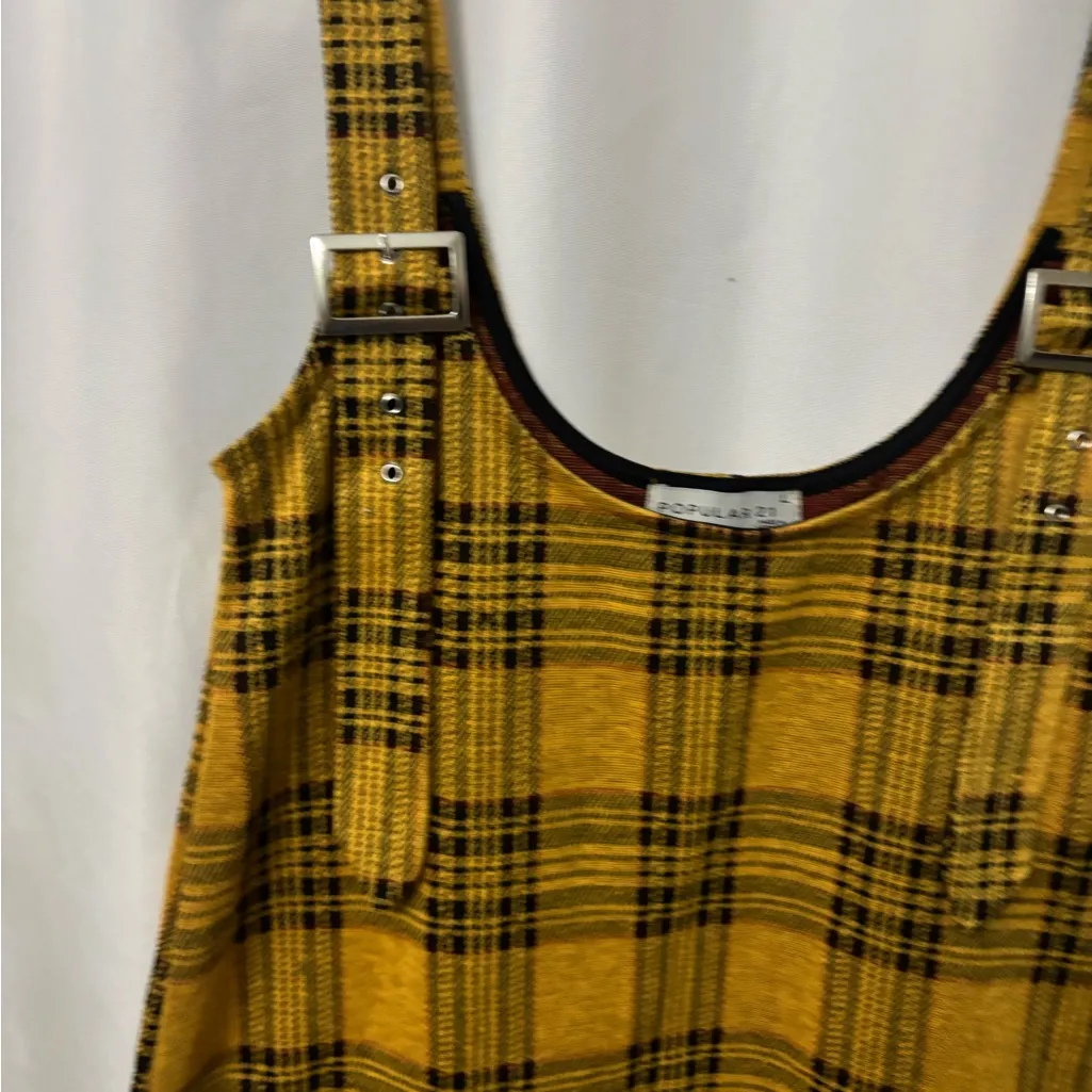 Yellow Plaid Mini Dress - Image 3