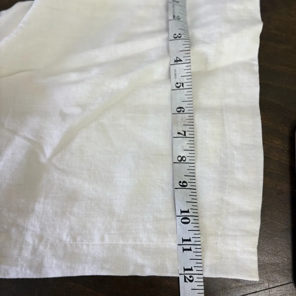 Lagenlook Linen White Trousers Pants Cropped Wide Leg Straight Womens 8 Coastal - Image 10