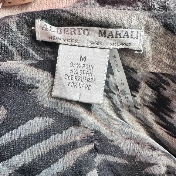 Alberto Makali VTG Y2K gray animal print drapery ruffle cardigan sweater M‎ - Image 3