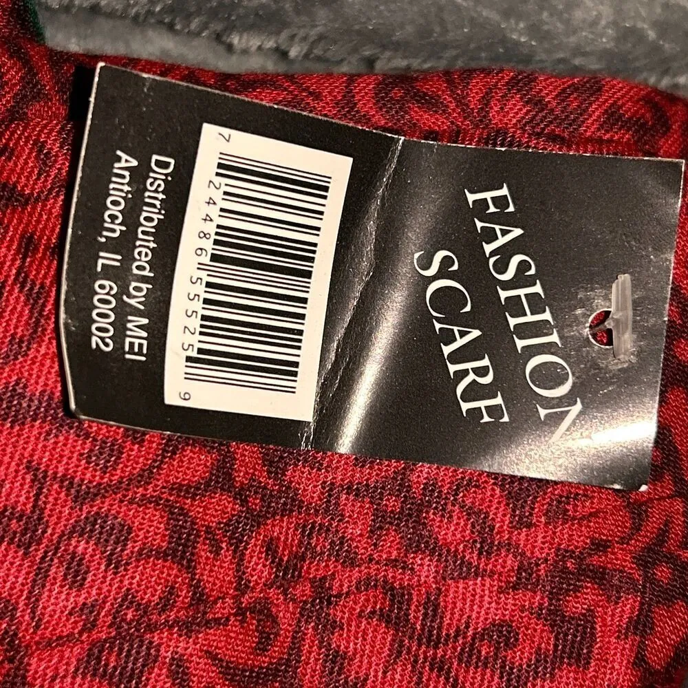 NWT Vintage Glentex Floral Scarf Red and Green - Image 3