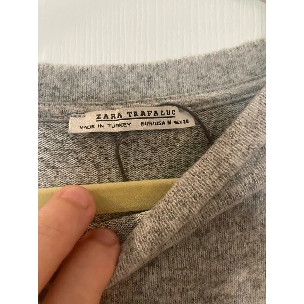 Zara Trafaluc Pullover Sweater Women’s Size Medium Grey Long Bell Sleeves - Image 5