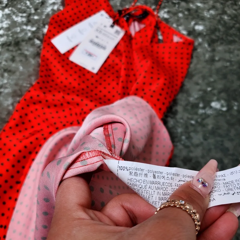 Red Polka Dot Skater Dress Open Back - Image 5