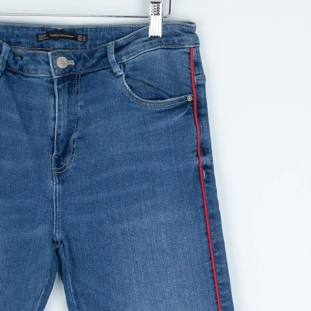 Zara‎ Will Be Serious Slouchy Patched Jeans Sz 6 - Image 5