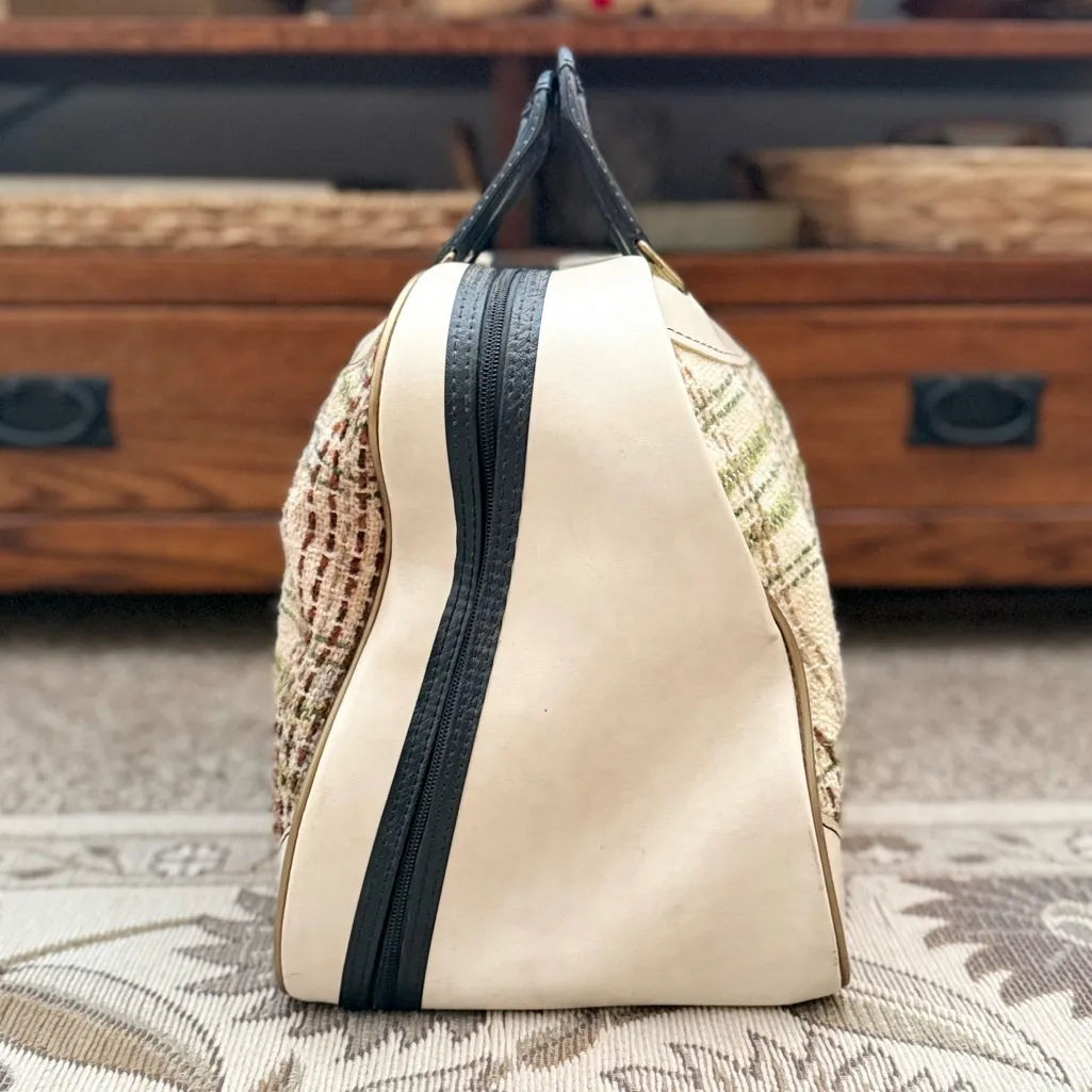 Vintage Bowling Bag Purse Handbag Carry On Mid Century Tweed Retro MCM Black - Image 2