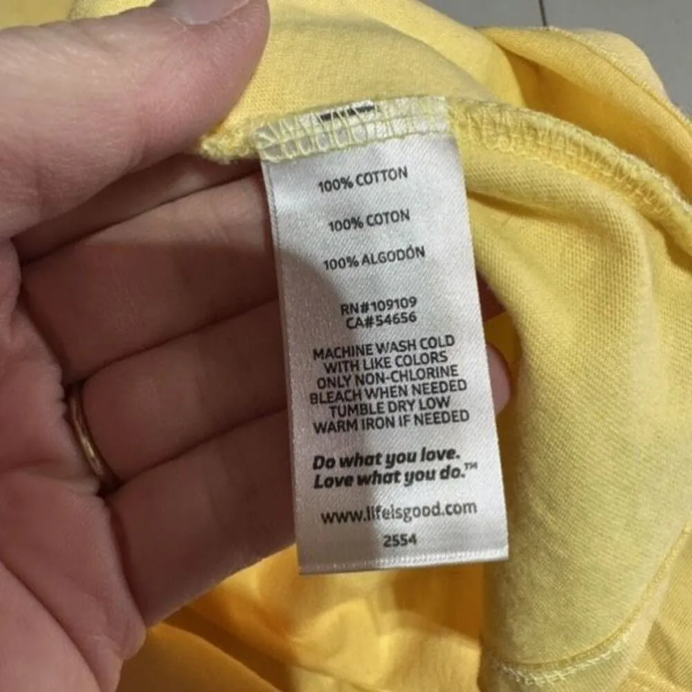 Life is Good Butter Yellow Namasta Yoga Meditation Magic T- Shirt Top Size Large - Image 8