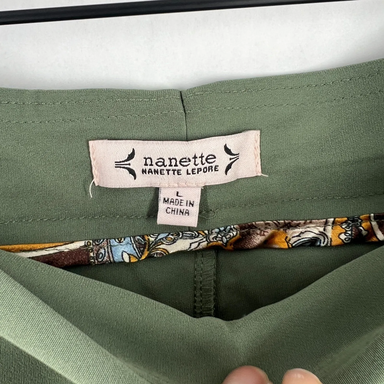 Nanette Lepore Ankle Pant Womens Large Prairie Sage Stretch All Day Comfort - Image 5