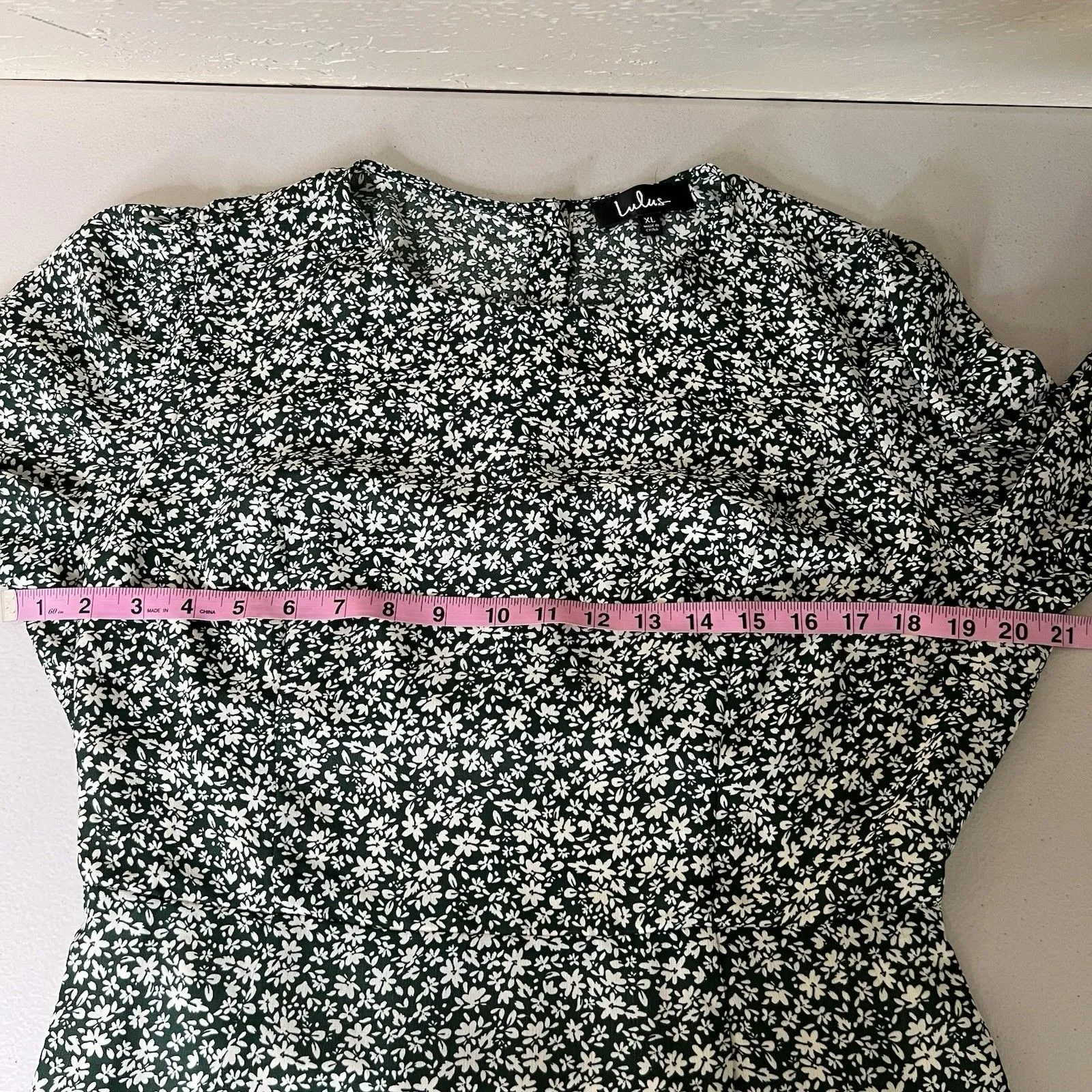 Lulus Mini Dress‎ XL Green Floral Ruffled Cut Out Back Long Sleeve - Image 5