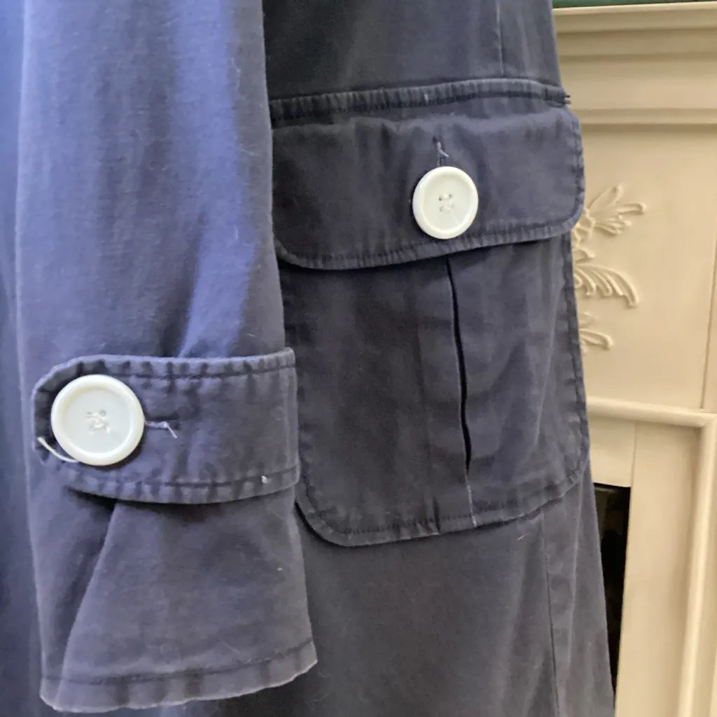 Closet Navy Trench Coat with White Buttons Blue Size M - Image 3