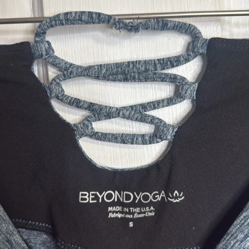 Beyond Yoga Blue High-Waisted Variated Leggings w Corset Style Back W1175 Sz S - Image 3