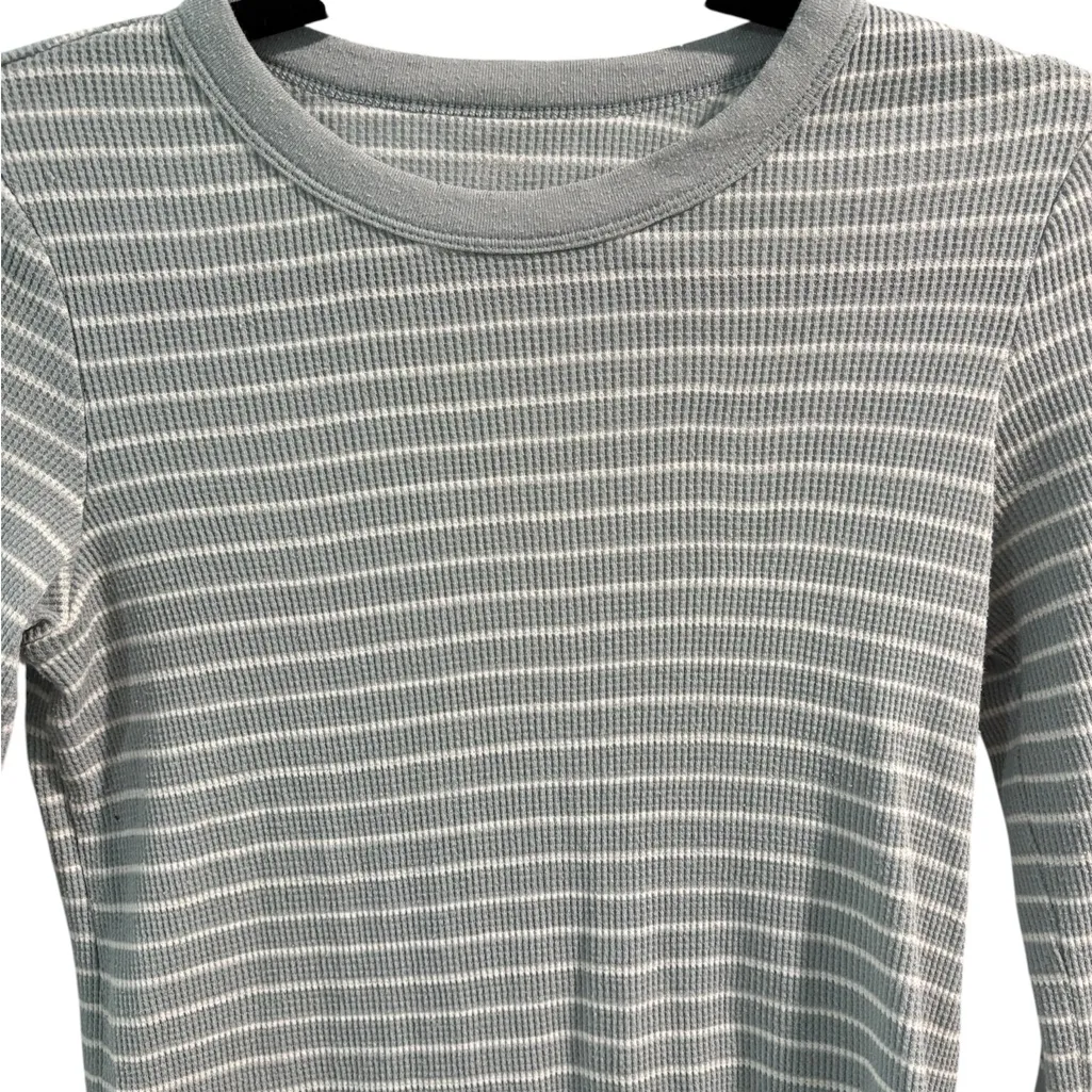 Aerie Blue and White‎ Striped Long Sleeve Waffle Knit Shirt- Size Small - Image 2