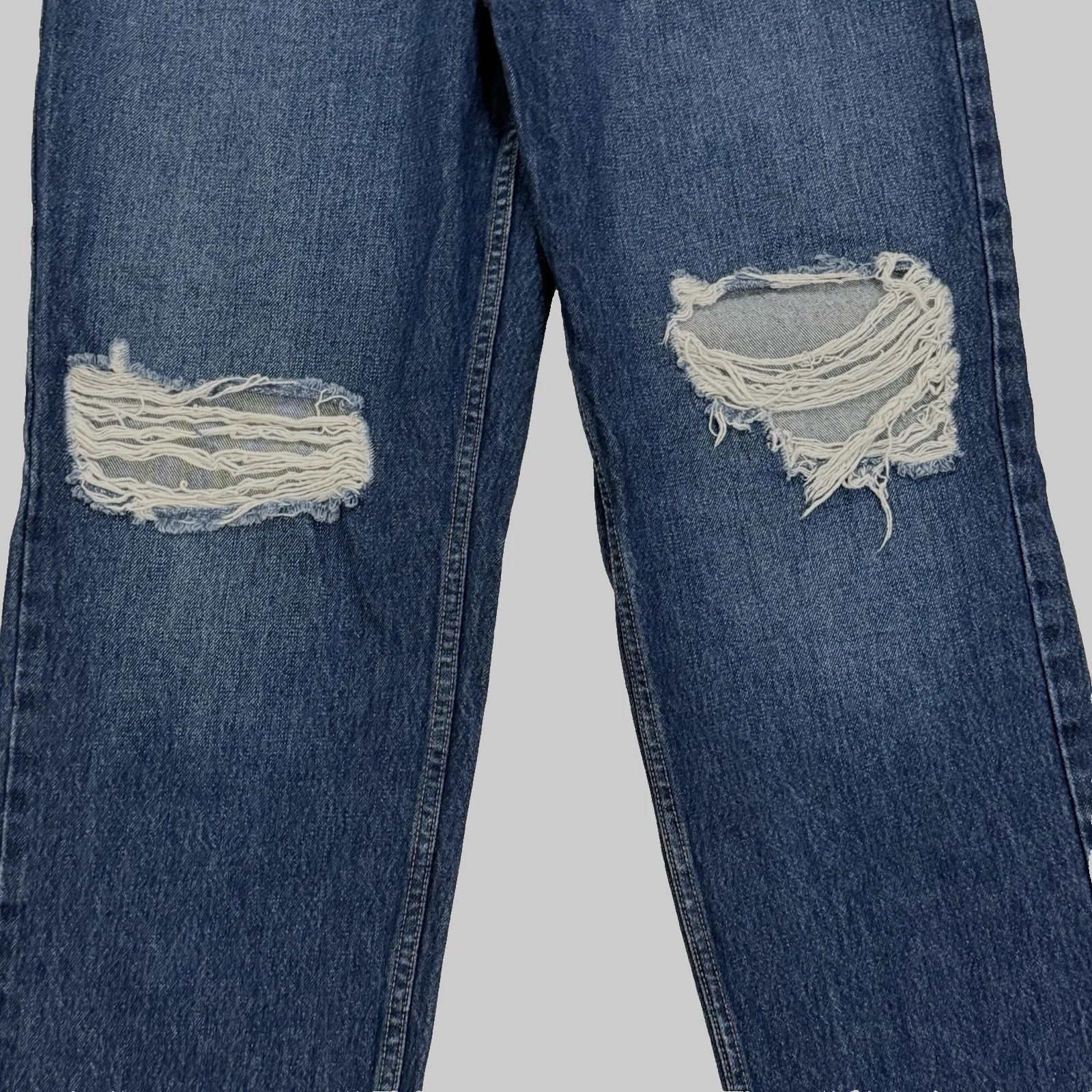 The Drop Ripped Knee High Waist Mom Jeans Women 30 10 Luca Dark Wash Distressed Blue - Image 4