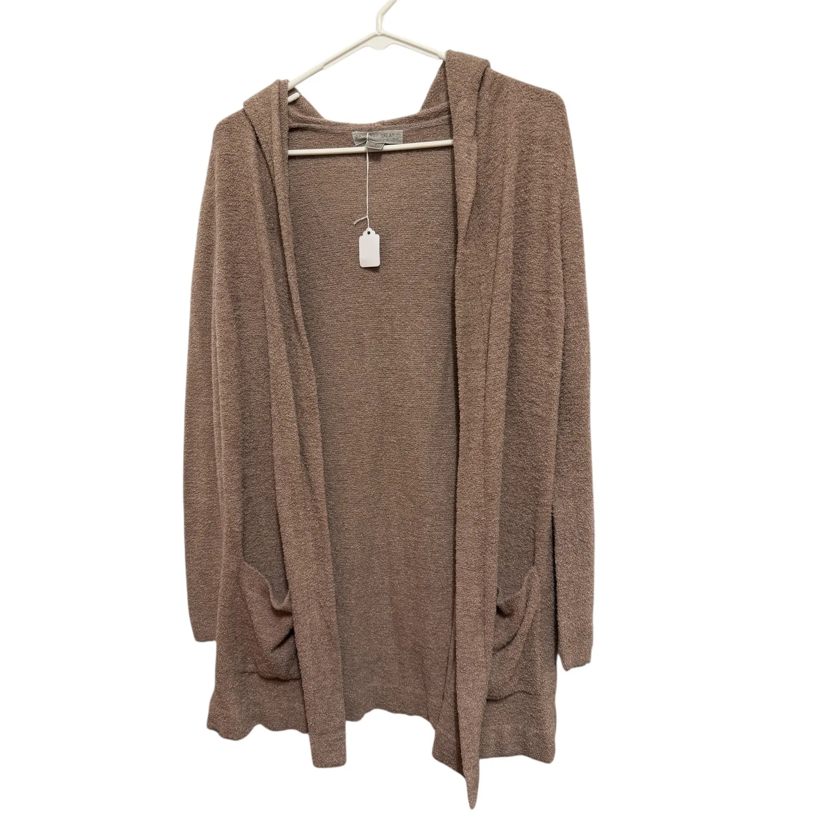 Barefoot Dreams CozyChic Lite Cardigan Style 905 Taupe Hooded Pockets - Image 3