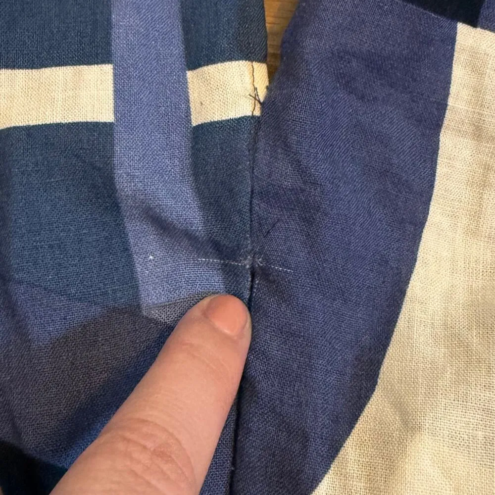 Zara Women’s Medium Blue Geometric Linen V-neck Top Work Wear Corporatecore Wrap - Image 9