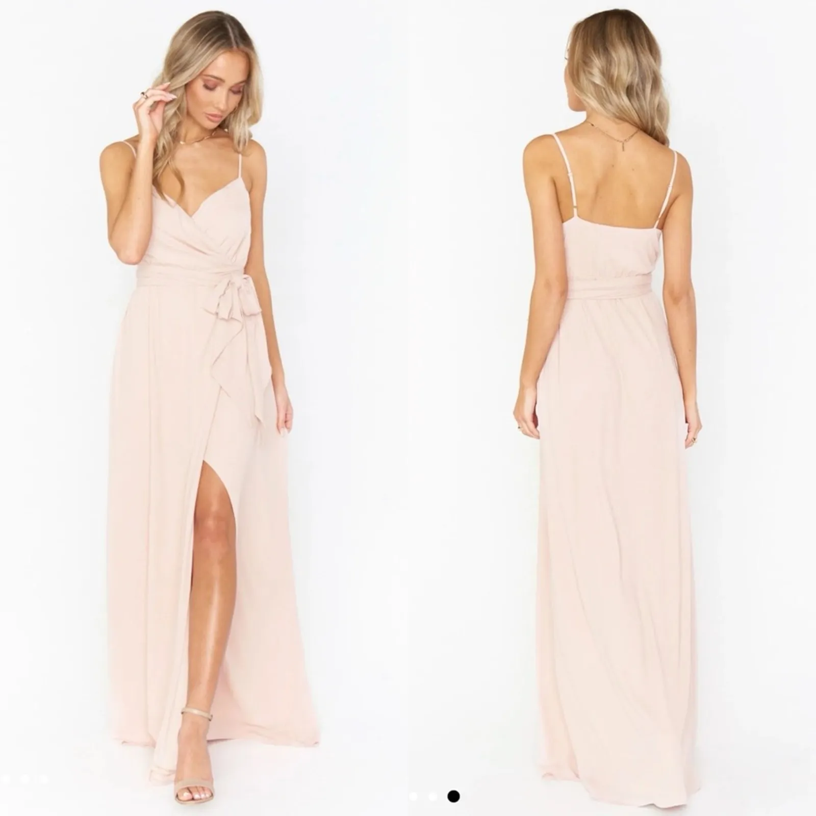 Show Me Your Mumu Liz Maxi Dress Strappy Wrap Dusty Blush Crisp Pink NWT M‎ - Image 2