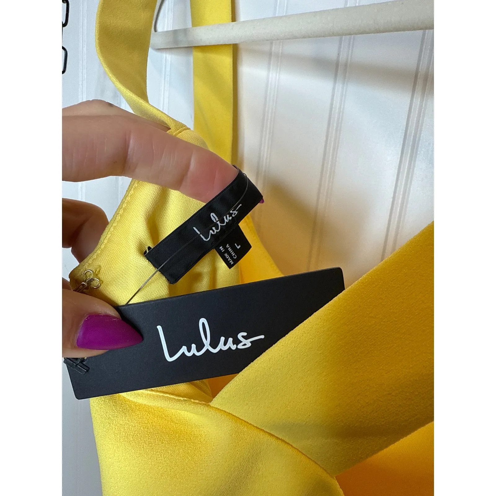 NWT Lulus Social Sensation Light Yellow Square Neck Mini Bodycon Dress Party L - Image 5