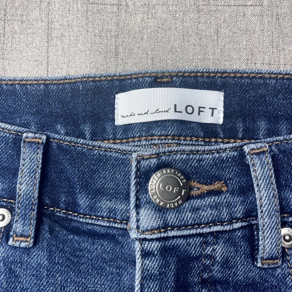 LOFT High Rise Skinny Ankle Jeans in Pure Dark Indigo Size 26 New - Image 11