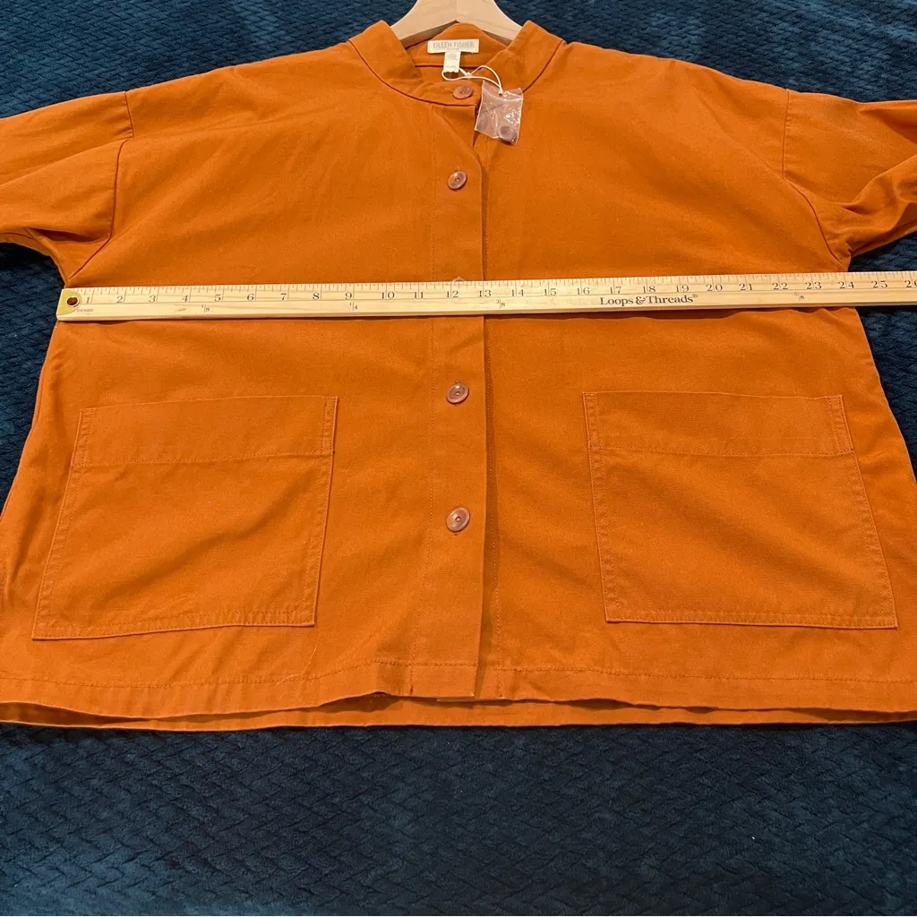 Eileen Fisher Terracotta Stand-Collar Organic Cotton Canvas Jacket $228‎ NWOT PL - Image 14
