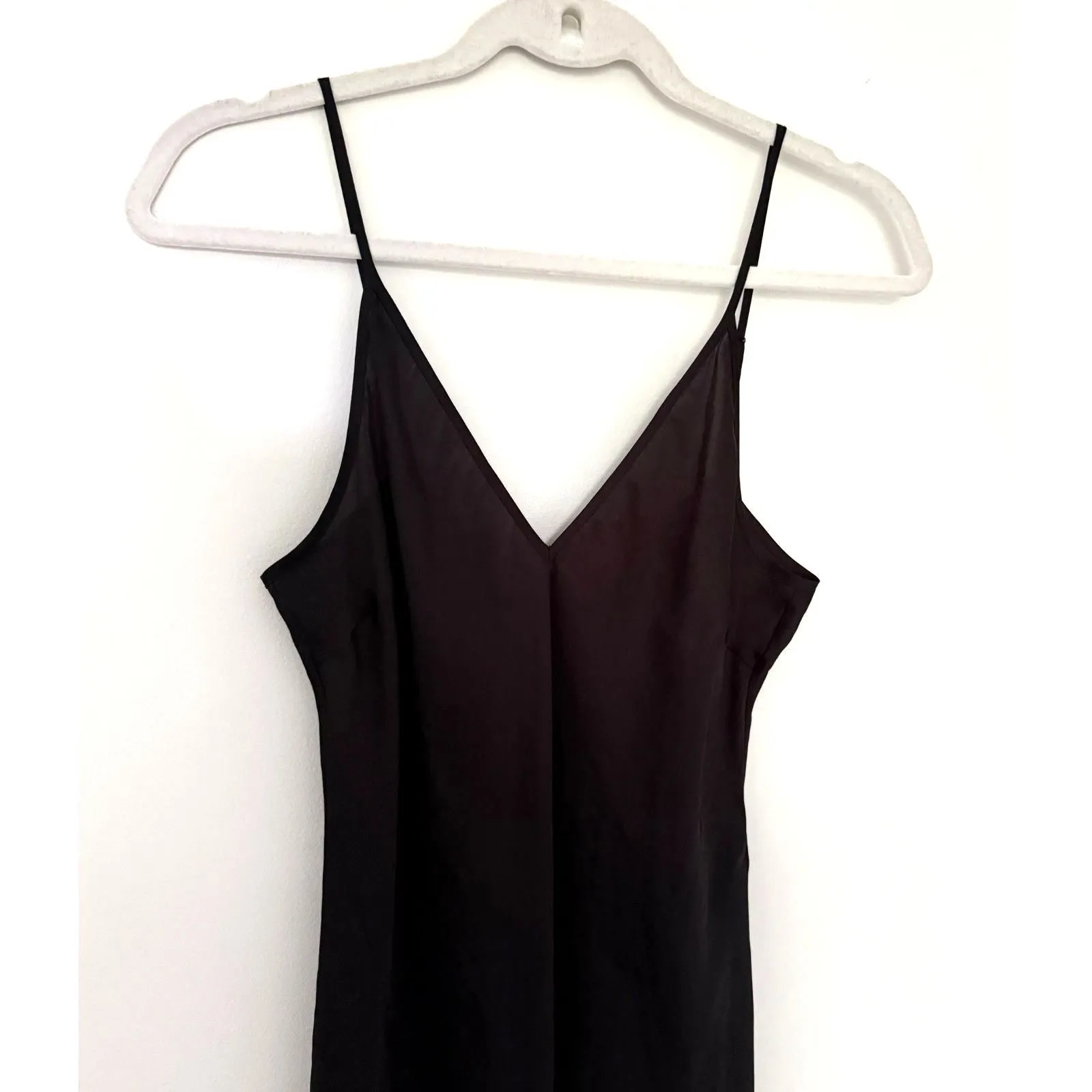 Maje Black Slip Dress V Neck Strappy Lightweight Midi Satin Look 3 (Small Flaw) - Image 5