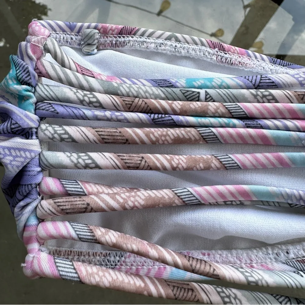 O’Neill Harlow Bandeau Strappy Back Strapless Bikini Top in Purple/Pink - XXS/XS - Image 10