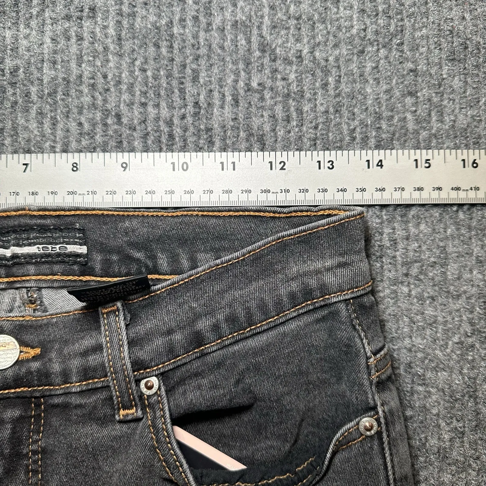 Vintage 90s‎ Bebe Denim Jeans With Beaded Crosses Size 30 Made In USA - Image 4