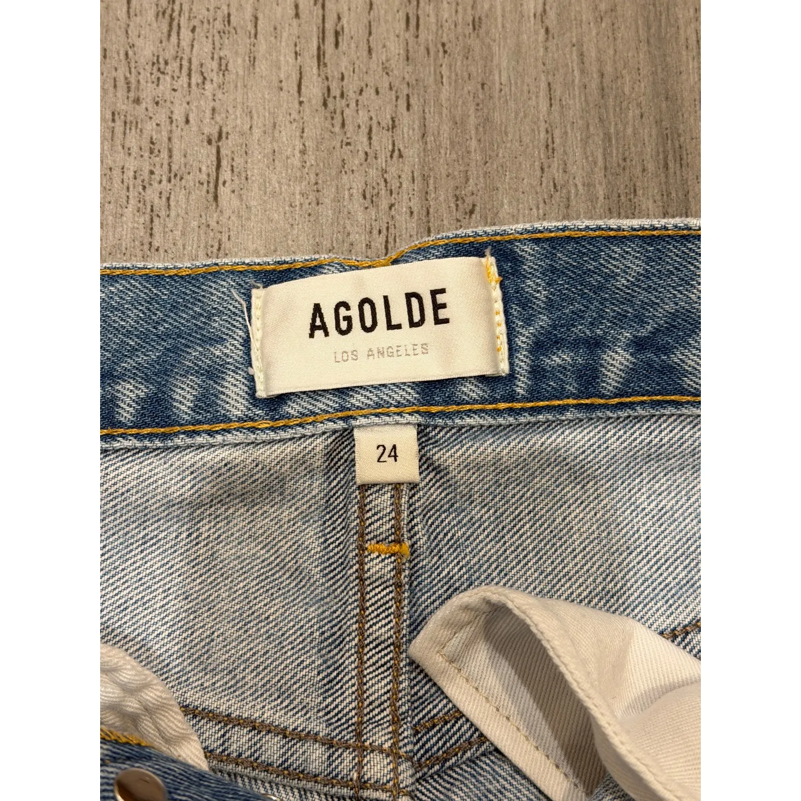 Agolde Parker Denim Shorts Womens 24 Blue Hi-Rise Distressed Raw Hem Streetwear - Image 7