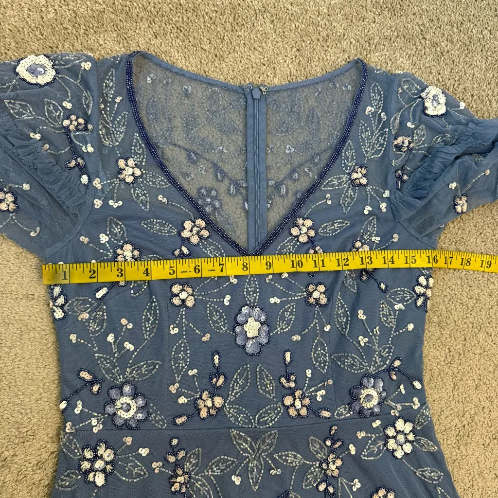 Adrianna Papell Beaded A-Line Midi Dress French Blue 6 - Image 7