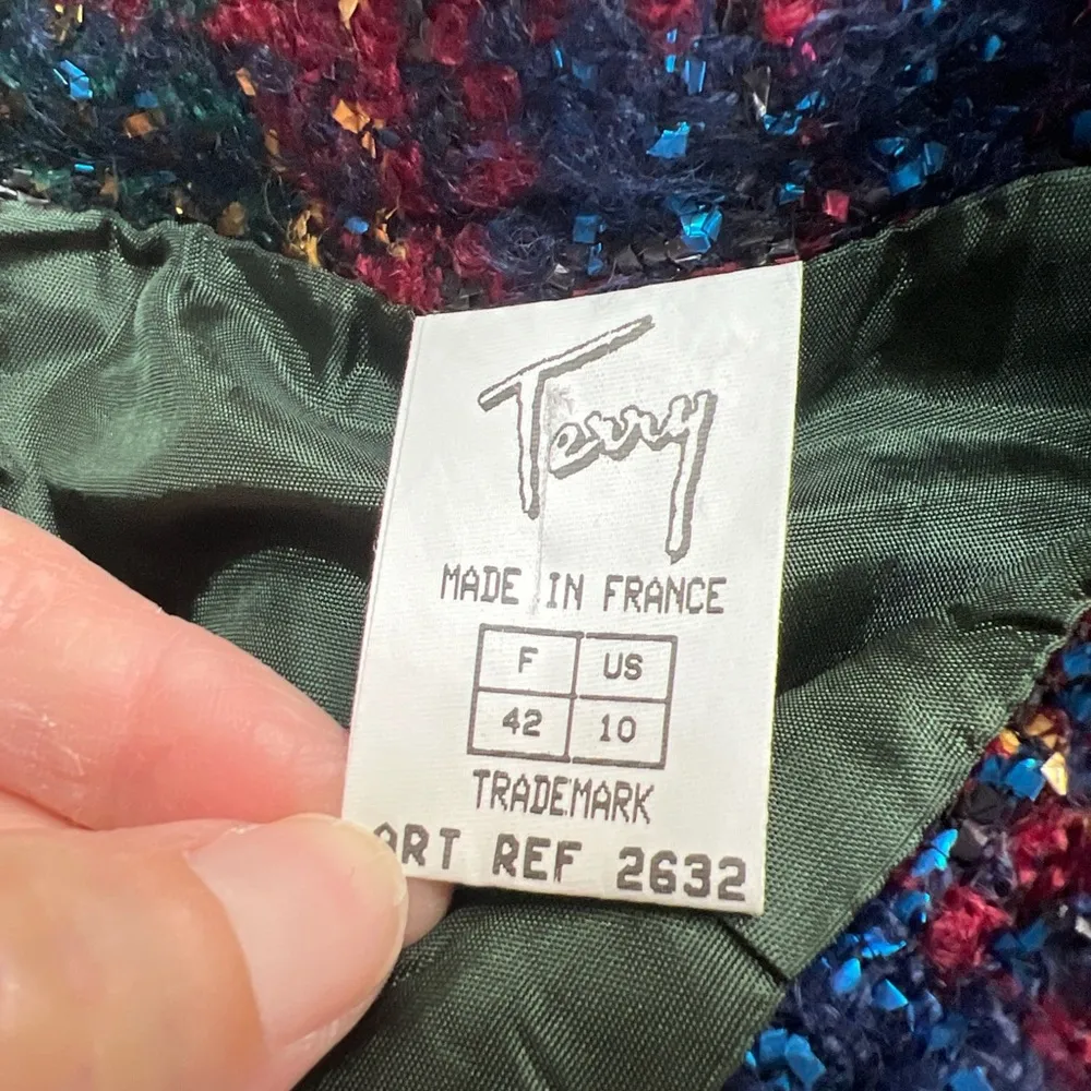 Vintage Terry Made in France‎ Plaid With Metallic Gold Tweed Pencil Skirt Size 10 - Image 5