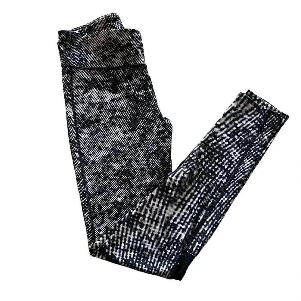 Black & White Abstract Skinny High Waist Womens Yoga Athletic Pants Sz S - Image 6