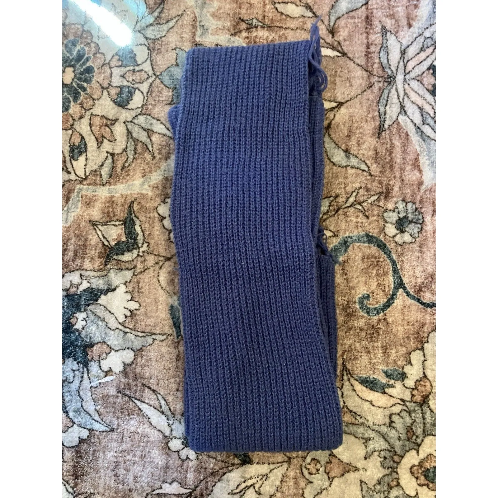 Vintage IZOD Lacoste Knit Scarf Hat Combo 100% Orlon Blue 80s Made USA - Image 4