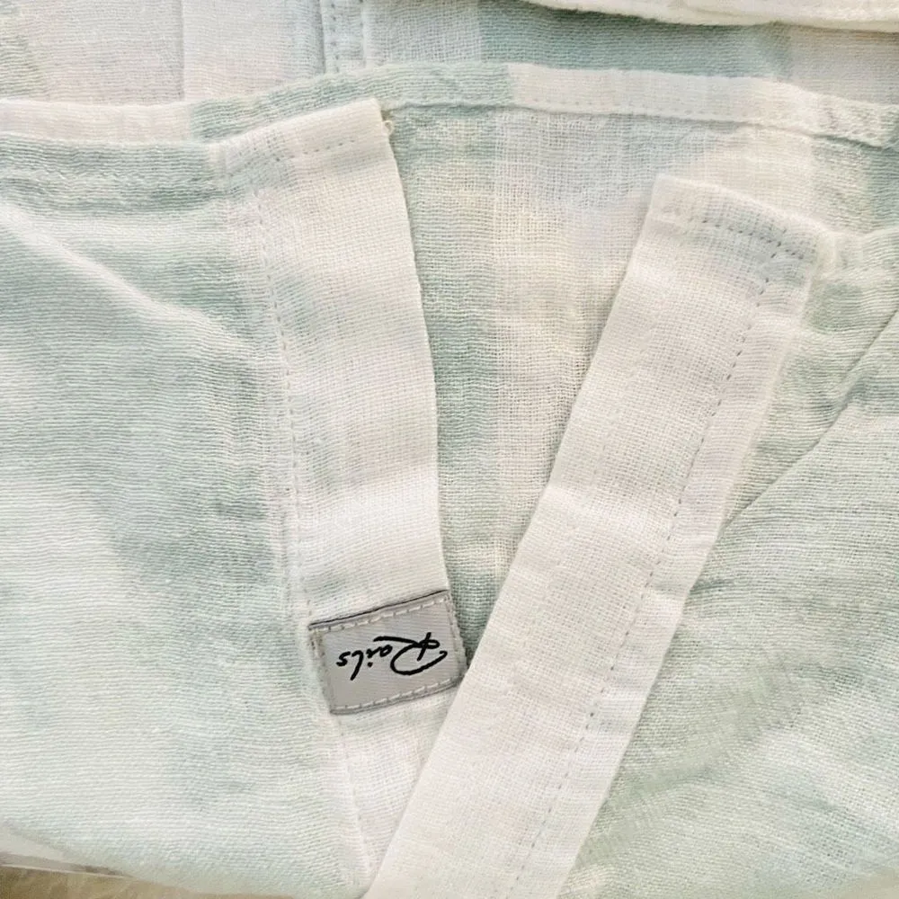 RAILS Women's Charli Awning Stripe Linen Blend Blouse, Large, White/Blue, NWT - Image 14