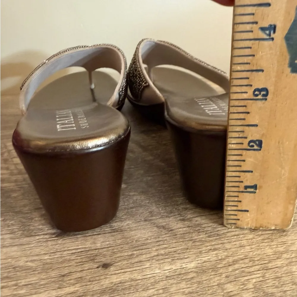 Italian Shoemakers Treena Wedge Thong Sandals Women’s Size 11 Embellished Italy - Image 7