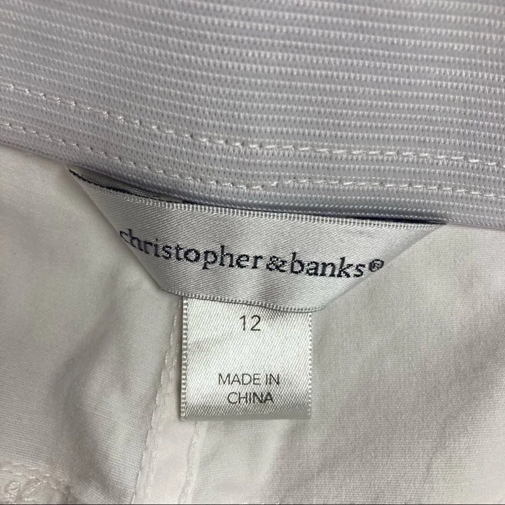 CHRISTOPHER & BANKS Women’s White Jean Capri’s, Size 12, Belt loops, 5 pockets - Image 4