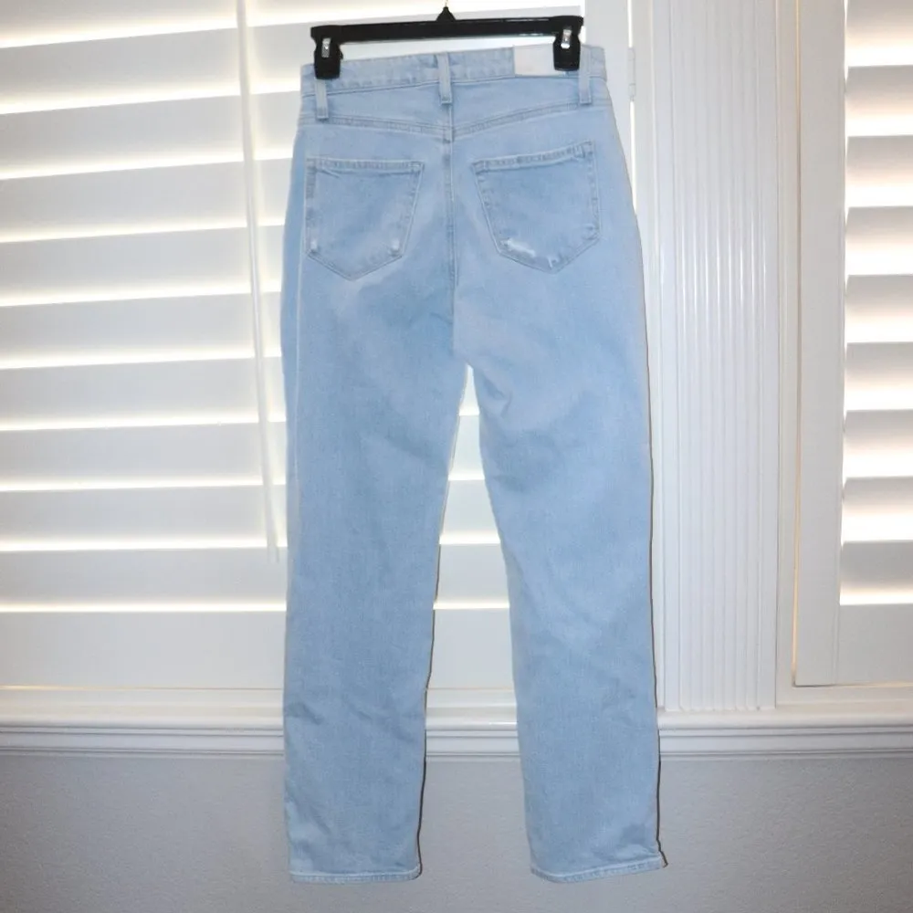 PAIGE High Rise Noella Slim Straight Jeans in Broadway Destructed Size 24 - Image 5