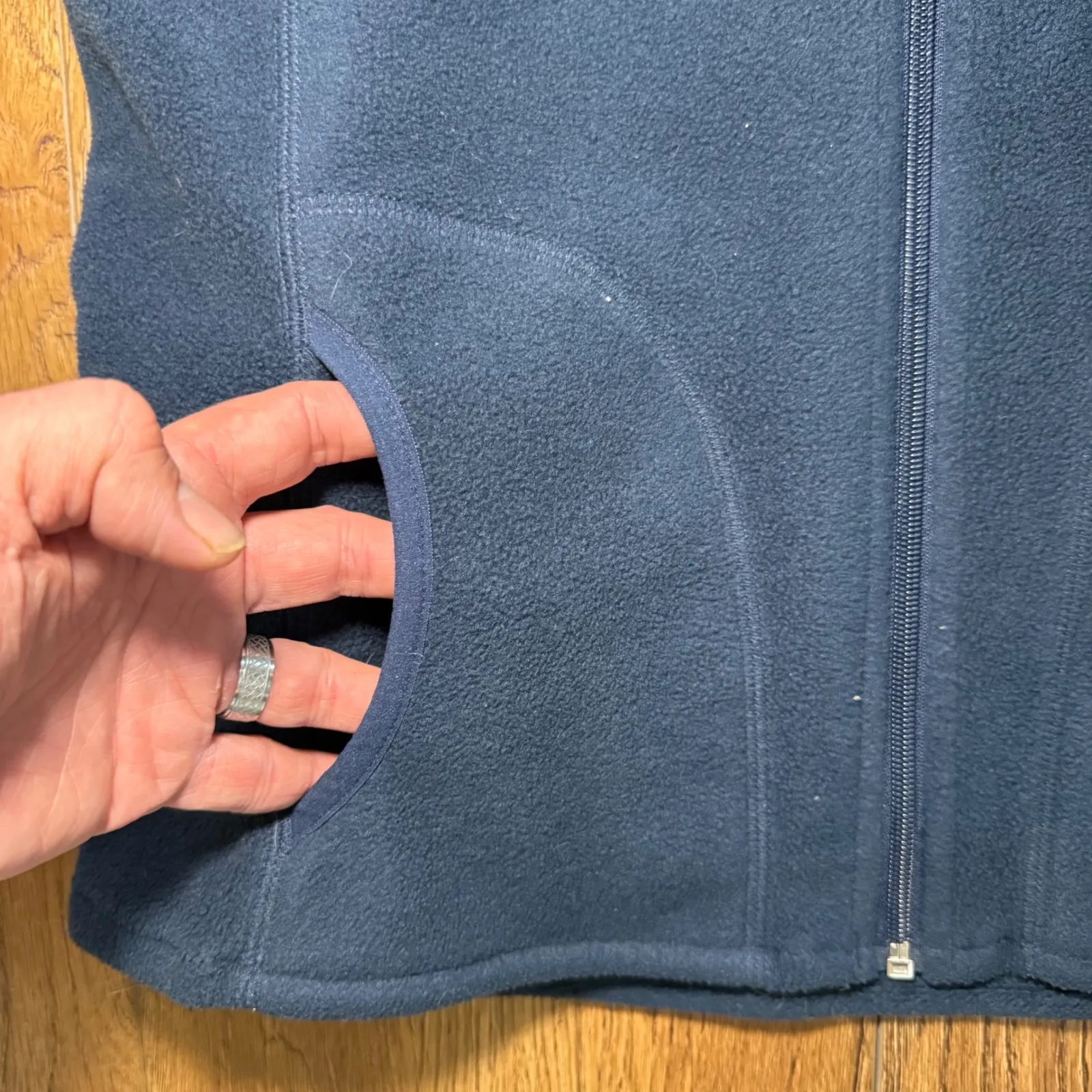 Woolrich Fleece Vest Navy Blue Full Zip Pockets Womens Size Medium Gorpcore - Image 6