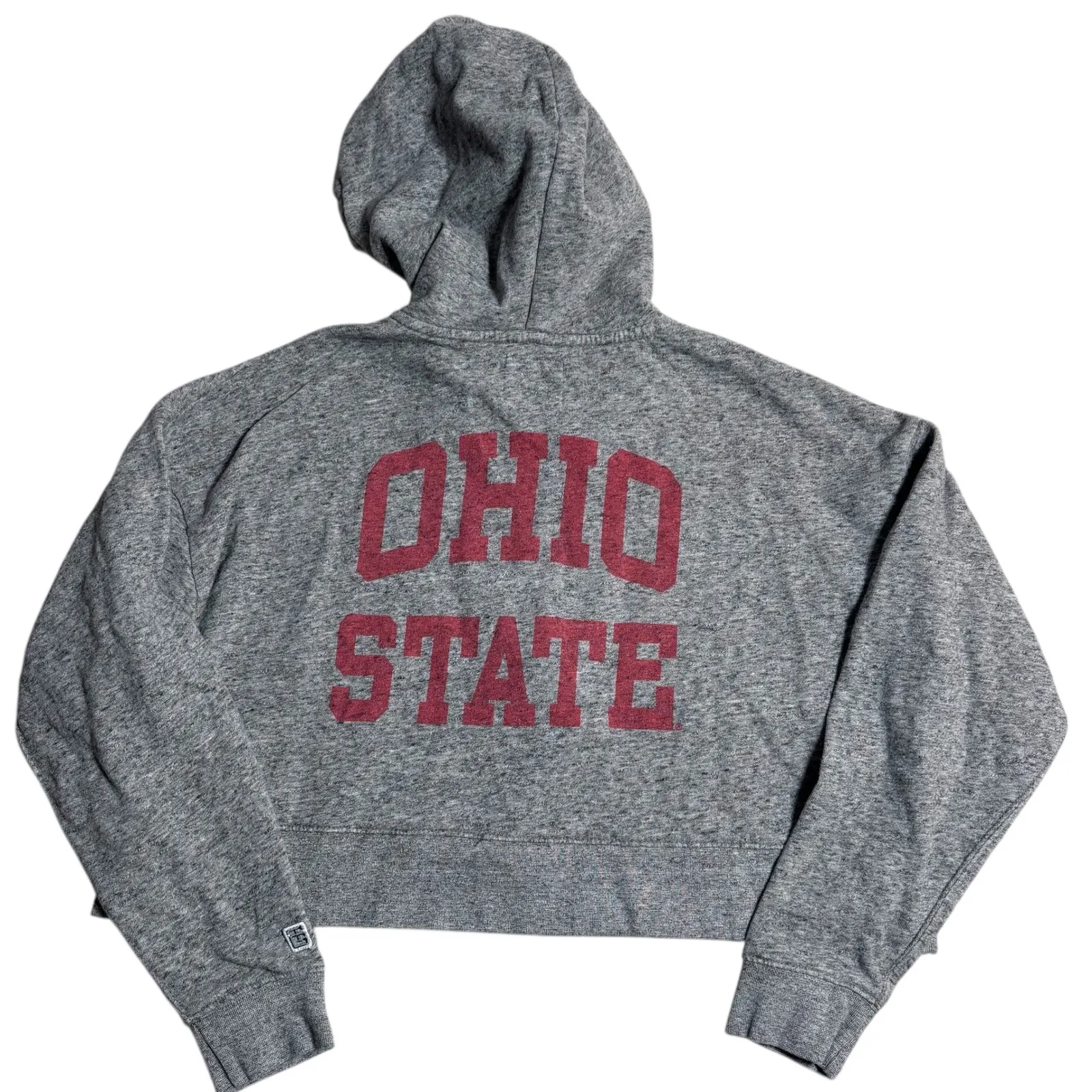 Tailgate Ohio State Buckeyes Cropped Zip Up Hoodie Gray Small - Image 7