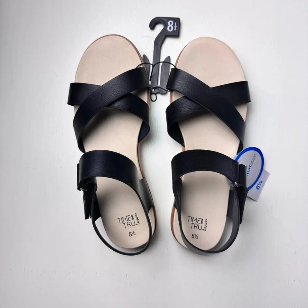 Time and Tru Adjustable Ankle Strap So Comfortable Black Sandals Sz 8.5 NWT - Image 2