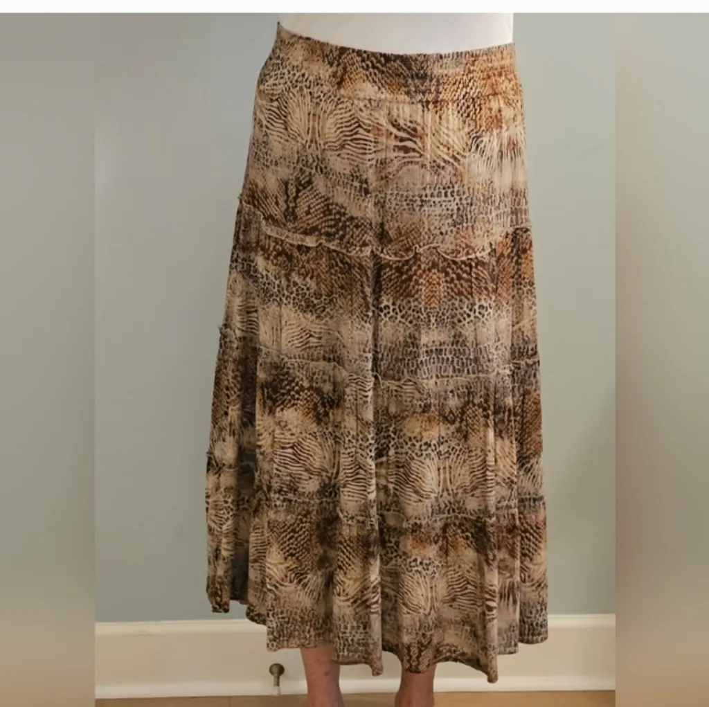Chico’s Breezy Animal Tiered Maxi Skirt in Neutral Sz 3  (16) NWT $89R - Image 10